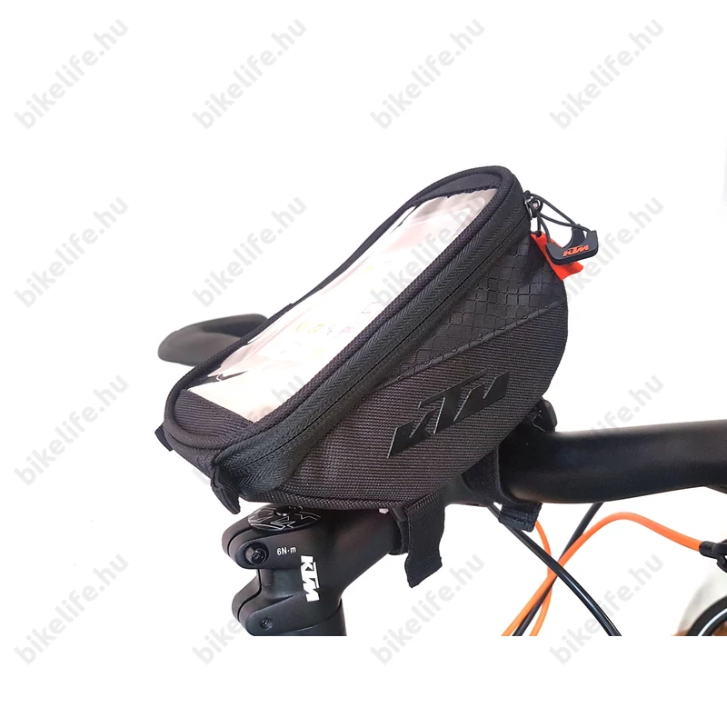 KTM Phone mobiltelefontartó táska kormányra, tépőzáras, 0,6L kapacitás, érintőképernyő kompatibilis