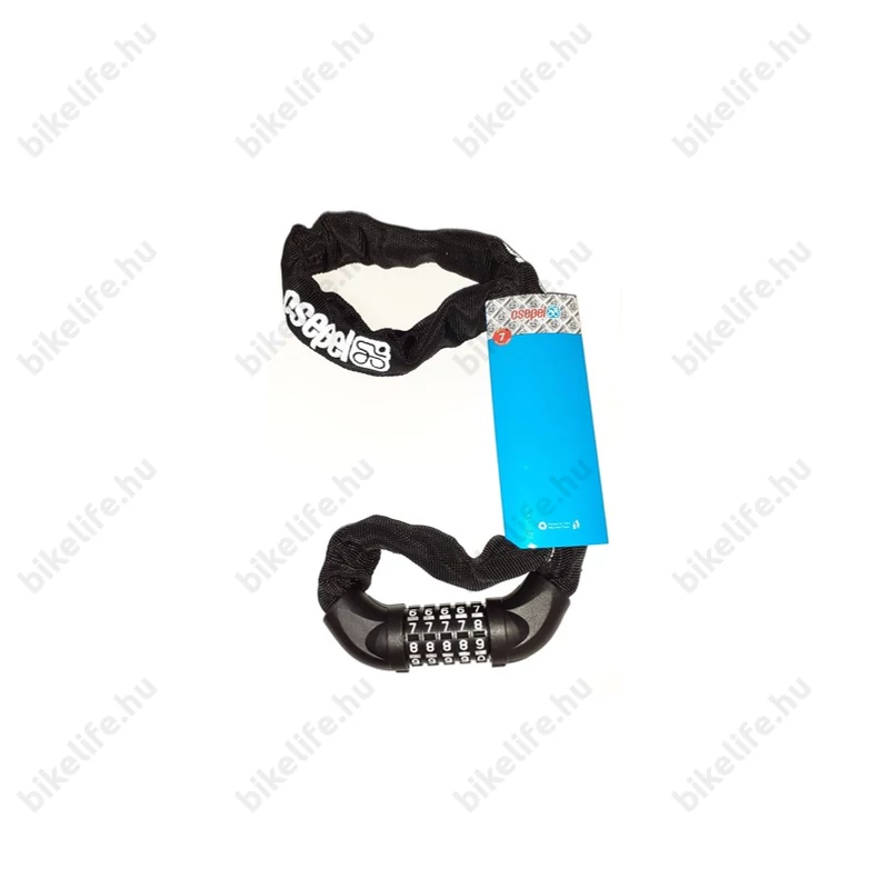 Csepel láncos lakat számzárral 100cm hosszú fekete textilhuzattal