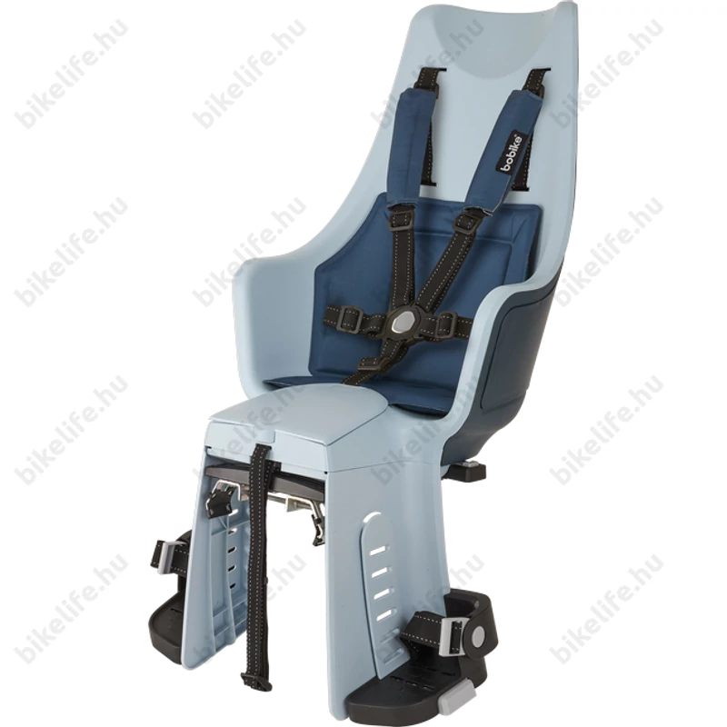 Bobike Exclusive Maxi Plus gyerekülés hátsó vázra, 22kg-ig, 5 pontos öv, farmer kék