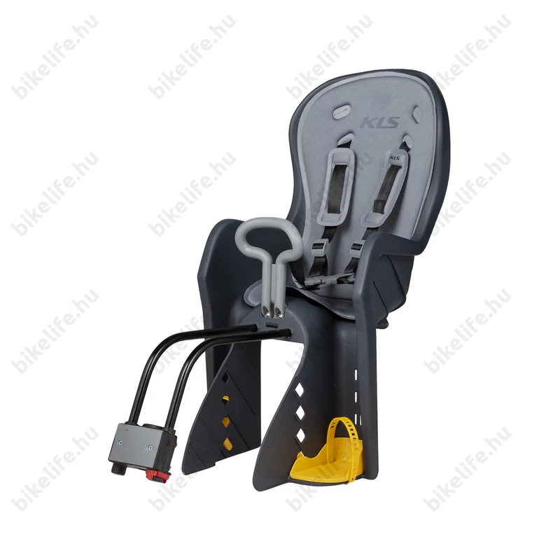Kellys Keeper 50 gyerekülés hátsó vázra, 22kg-ig, 5 pontos öv, kapaszkodó, szürke