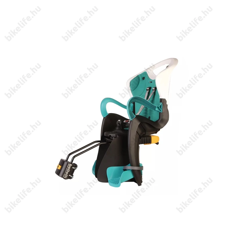 Bellelli Tiger Relax gyerekülés hátsó vázra B-Fix adapterrel, dönthető, 22kg-ig, fehér/türkiz/fekete