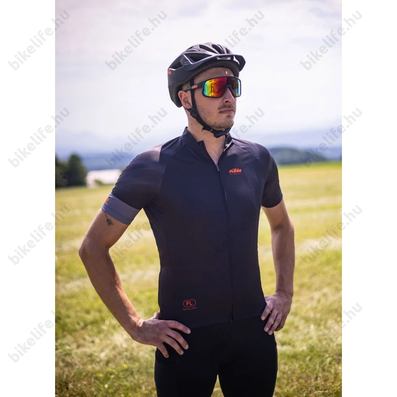 KTM Factory Line rövid ujjú kerékpáros mez fekete narancs logóval L