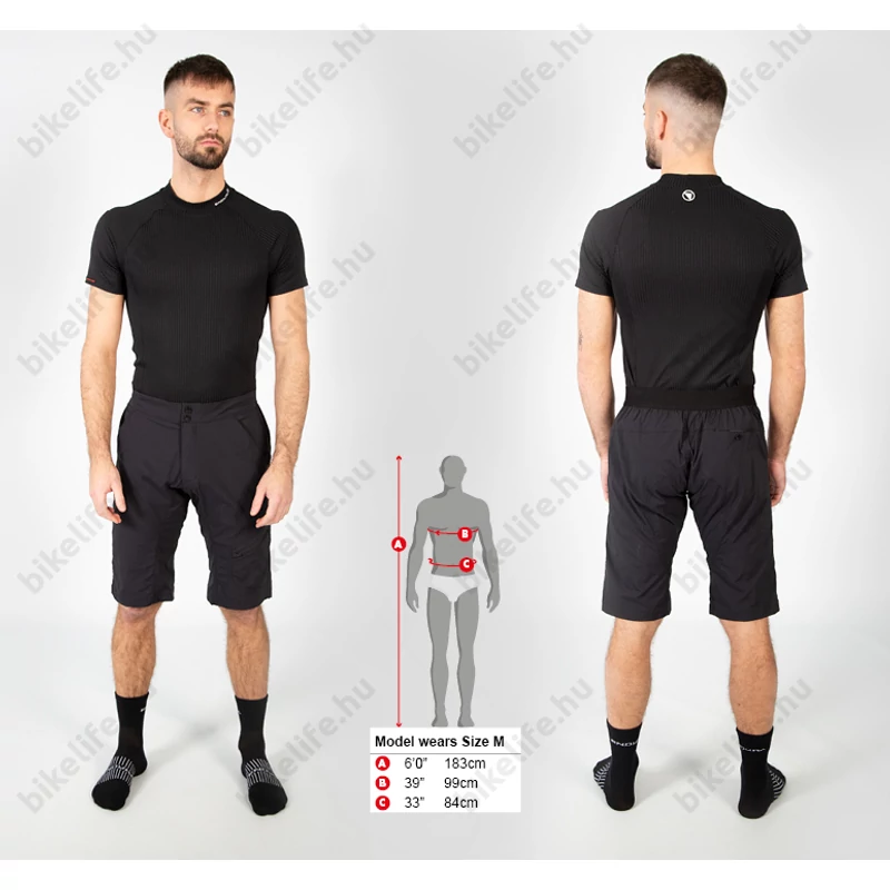 Endura Hummvee Lite Short kivehető betétes kerékpáros nadrág fekete XXL-es