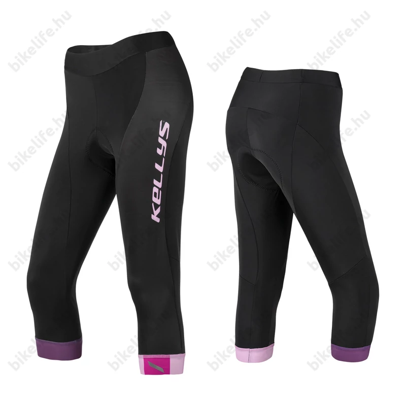 Kellys Maddie női kerékpáros nadrág, betétes, 3/4-es, fekete/pink XL
