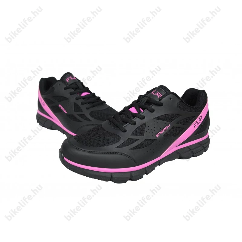 FLR Energy szabadidő/spining cipő, Active talp, klasszikus fűző, fekete/pink 38-as