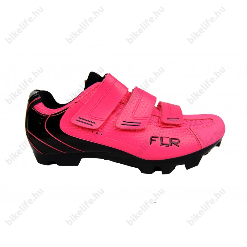 FLR Elite F-55 MTB cipő, 3 tépőzáras rögzítés, 40-es méret, fluo pink