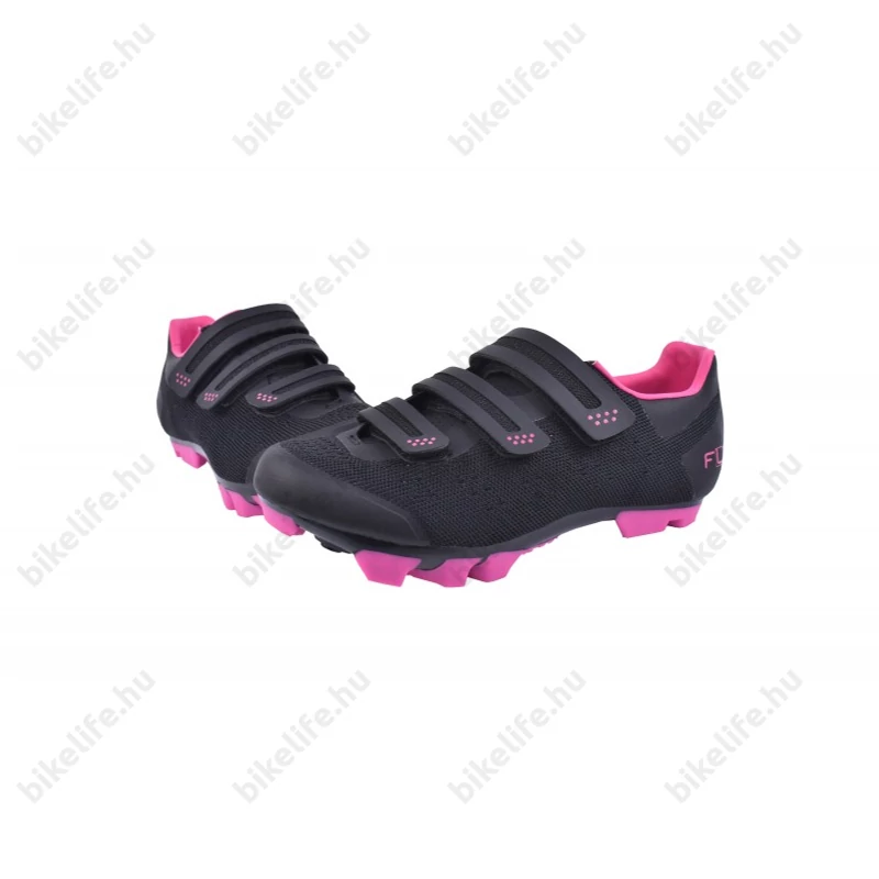 FLR F-55 Knit MTB cipő, 3 tépőzáras rögzítés, 39-es méret fekete/pink