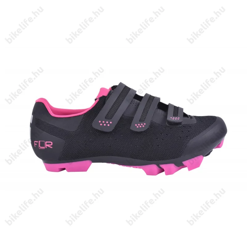 FLR F-55 Knit MTB cipő, 3 tépőzáras rögzítés, 40-es méret fekete/pink