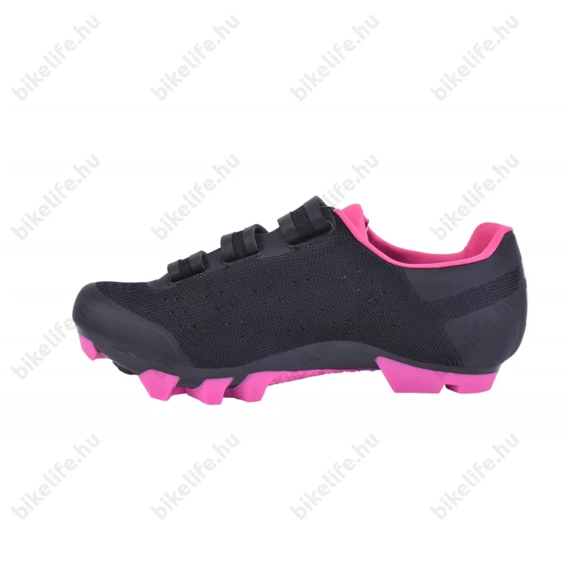 FLR F-55 Knit MTB cipő, 3 tépőzáras rögzítés, 40-es méret fekete/pink