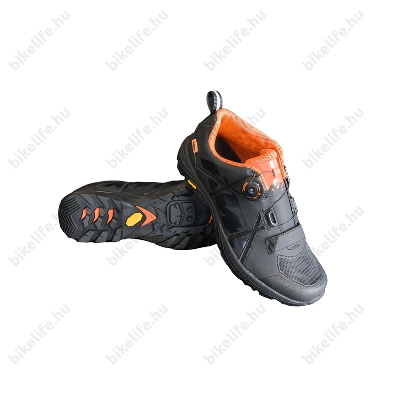 Cipő MTB KTM Factory Enduro fekete, damilos rögzítés, Vibram-talp, 47-es