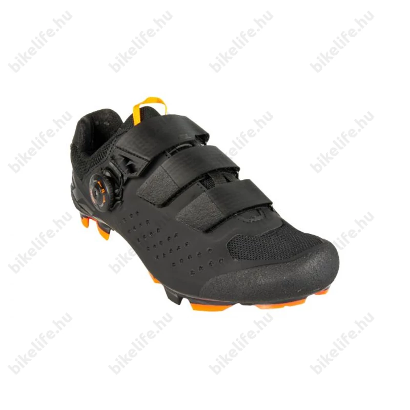 Cipő MTB KTM Factory Line fekete/narancs, damilos rögzítés, 43-as