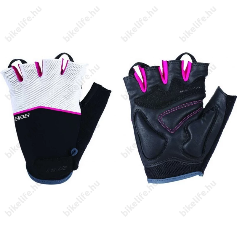 BBB BBW-47 Omnium női kerékpáros kesztyű rövid ujjú fekete/fehér/magenta M