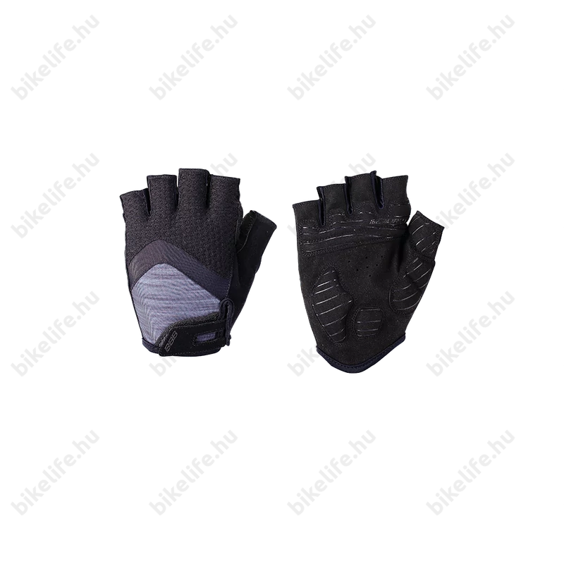 BBB BBW-41 HighComfortGel kerékpáros kesztyű rövid ujjú, zselés-emlékező habos tenyérérsz, fekete/szürke M