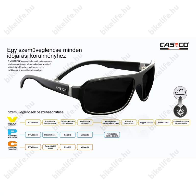 Casco SX-61 Bicolor sportszemüveg fotokromatikus (fényre sötétedő) lencsével fekete