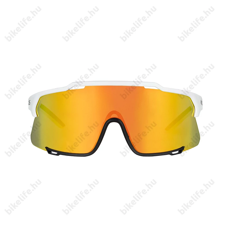 Kellys Dice Shiny White szemüveg 1db polarizált és 1 füst lencse, kemény tartó tok, fehér/narancs