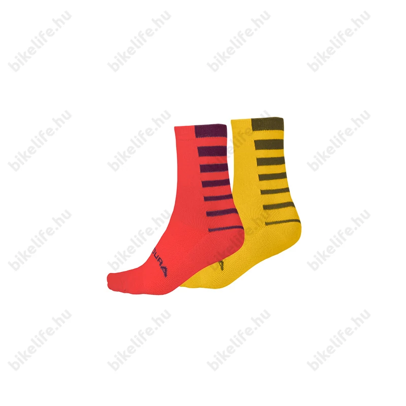 Endura zokni párban, csíkos mintás 42,5-47 sárga és narancssárga színben