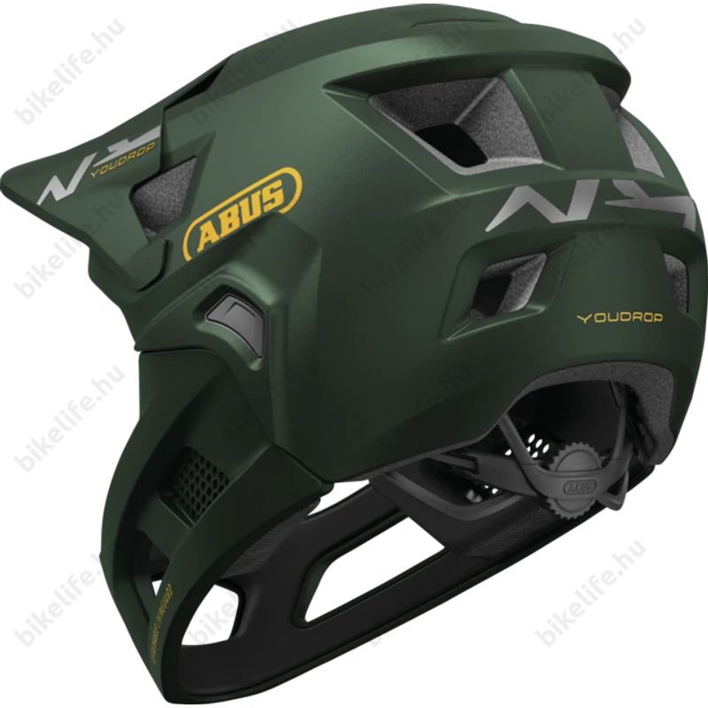 ABUS kerékpáros gyerek sisak YouDrop FF fullface S 48-55 cm moss green színben