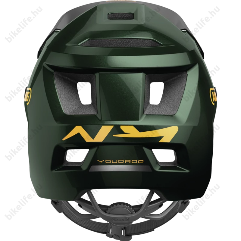 Abus Youdrop extravagány kerékpáros sportsisak ifjaknak moss green S-es méret 48-55 cm fejkerületre