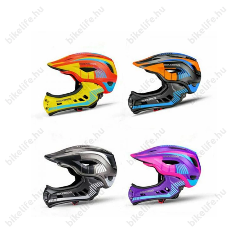 RockBros Full Face gyerek bukósisak fekete/kék/narancs M 53-58cm