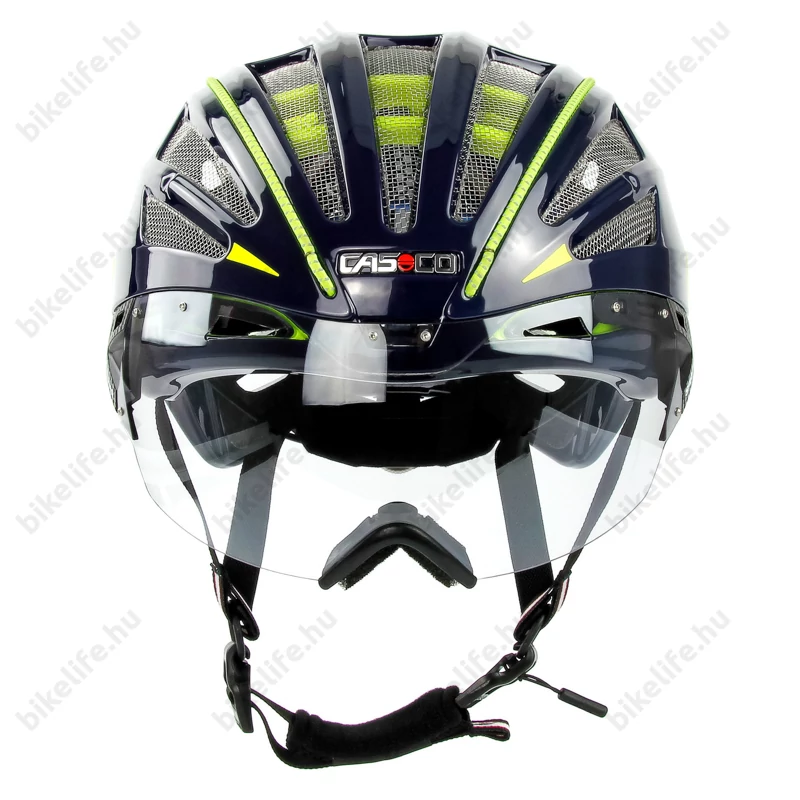 Casco Speedairo 2 RS országúti bukósisak Vautron (fényre sötétedő) lencsével, kék/neon sárga M 54-59cm