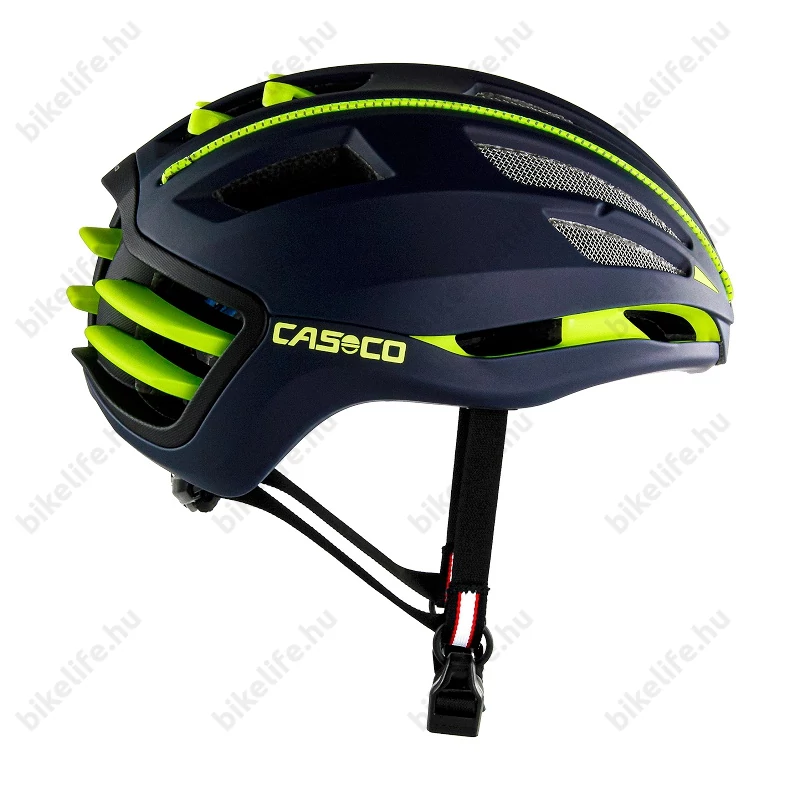 Casco SpeedAiro 2 kerékpáros bukósisak kék/neon sárga, L-es méret (59-63cm fejkerület)