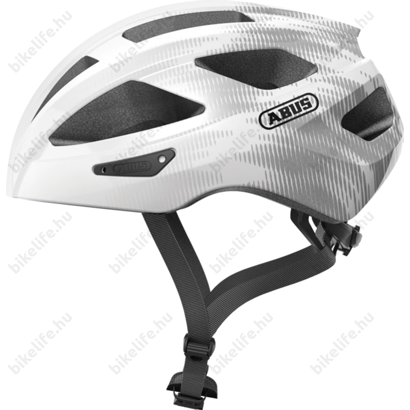 Abus Macator kerékpáros szabadidő bukósisak fehér/ezüst M-es, (52-58cm fejkerület)