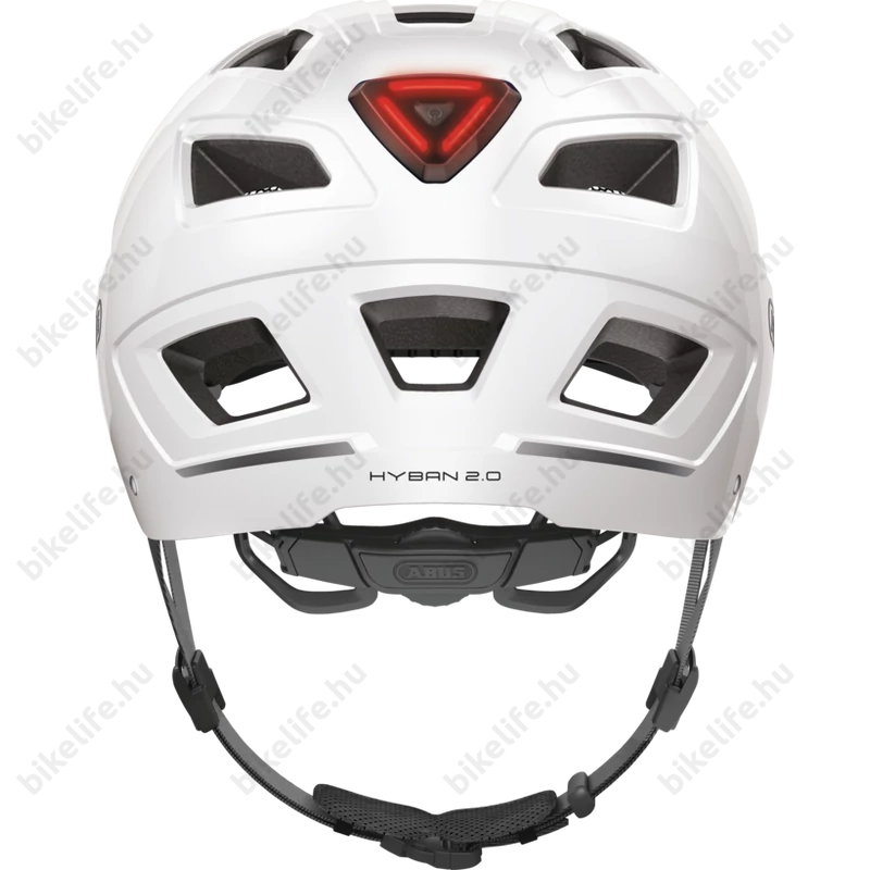 Abus Hyban 2.0 kerékpáros bukósisak beépített villogóval fehér L-es (58-61cm)