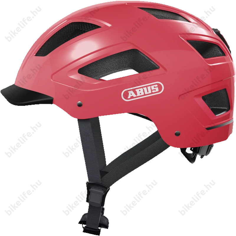Abus Hyban 2.0 kerékpáros bukósisak beépített villogóval living coral M-es (52-58cm)