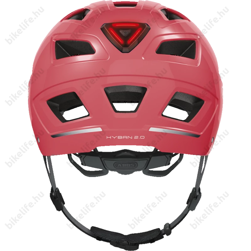 Abus Hyban 2.0 kerékpáros bukósisak beépített villogóval living coral M-es (52-58cm)