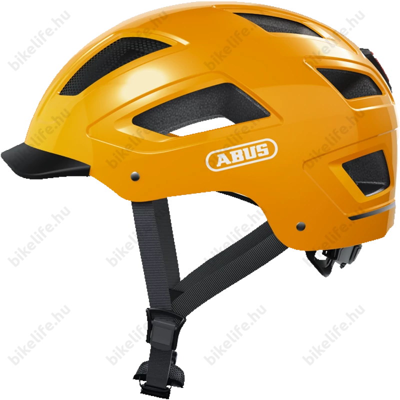 Abus Hyban 2.0 kerékpáros bukósisak beépített villogóval neon narancs M-es (52-58cm)