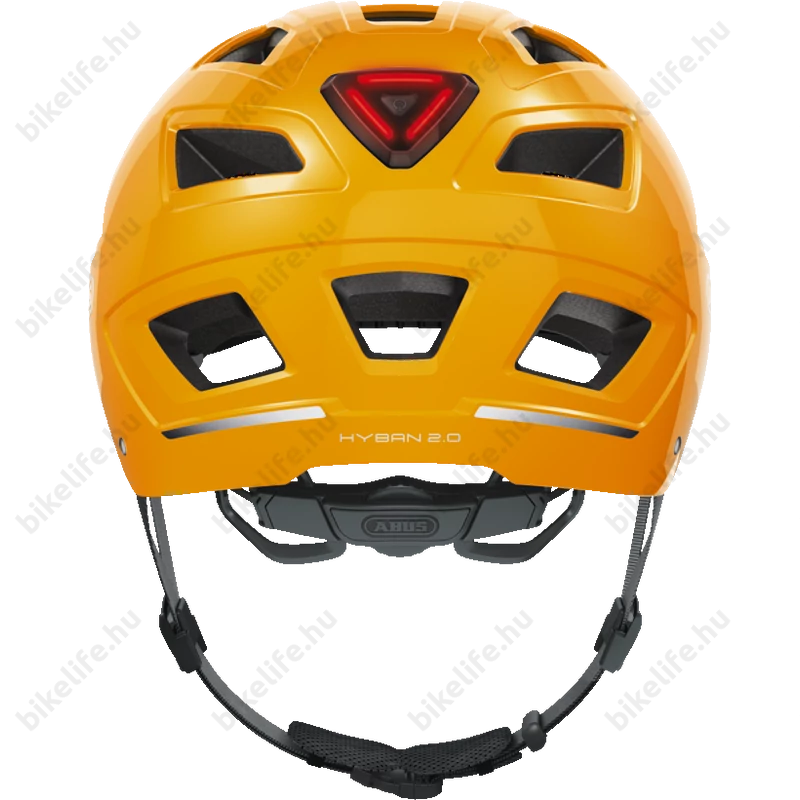 Abus Hyban 2.0 kerékpáros bukósisak beépített villogóval neon narancs M-es (52-58cm)