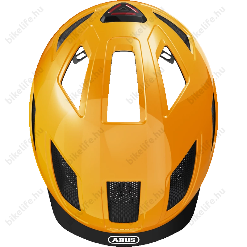 Abus Hyban 2.0 kerékpáros bukósisak beépített villogóval neon narancs M-es (52-58cm)