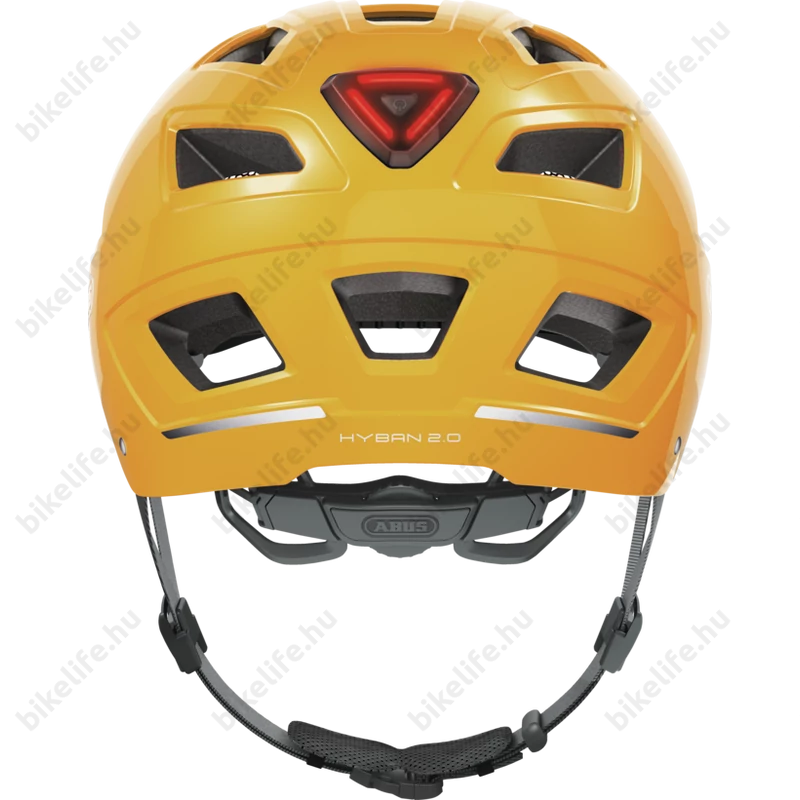 Abus Hyban 2.0 kerékpáros bukósisak beépített villogóval sárga M-es (52-58cm)