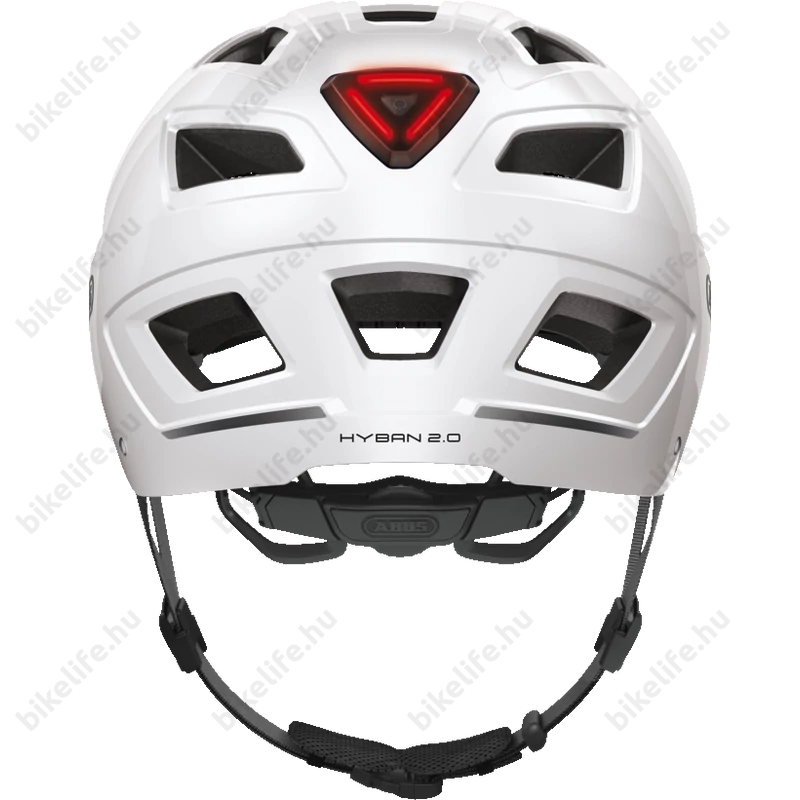 Abus Hyban 2.0 kerékpáros bukósisak beépített villogóval fehér M-es (52-58cm)