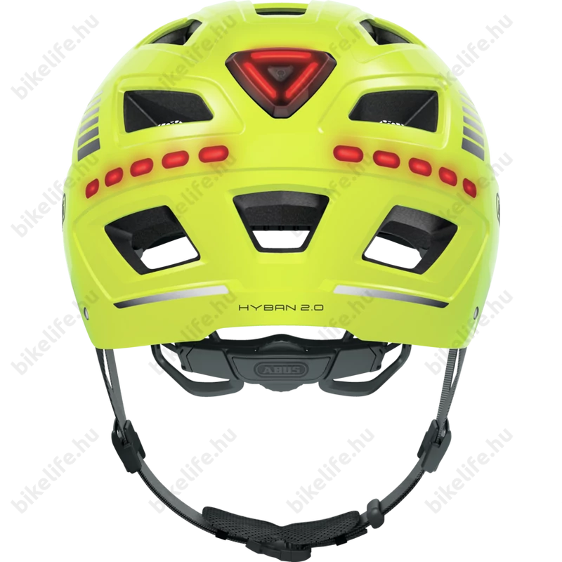 Abus Hyban 2.0 kerékpáros bukósisak LED csíkkal signal yellow L-es 56-61cm