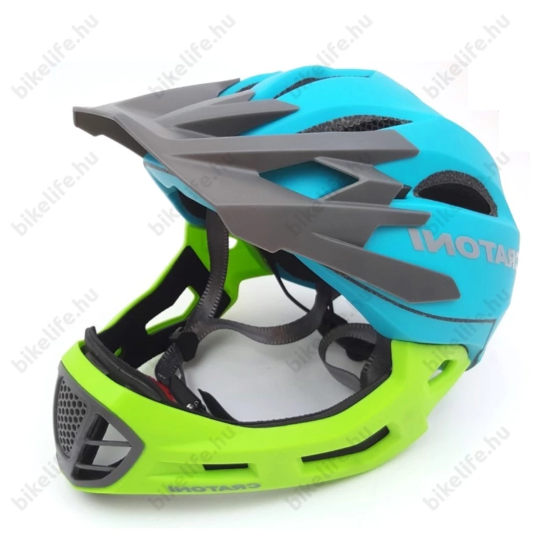 Cratoni C-Maniac fullface felnőtt bukósisak matt-ocean/lime S-M, 52-56cm