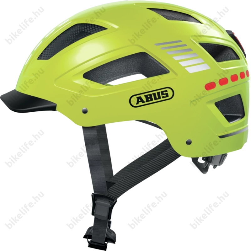 Abus Hyban 2.0 kerékpáros bukósisak LED csíkkal signal yellow M-es 52-58cm