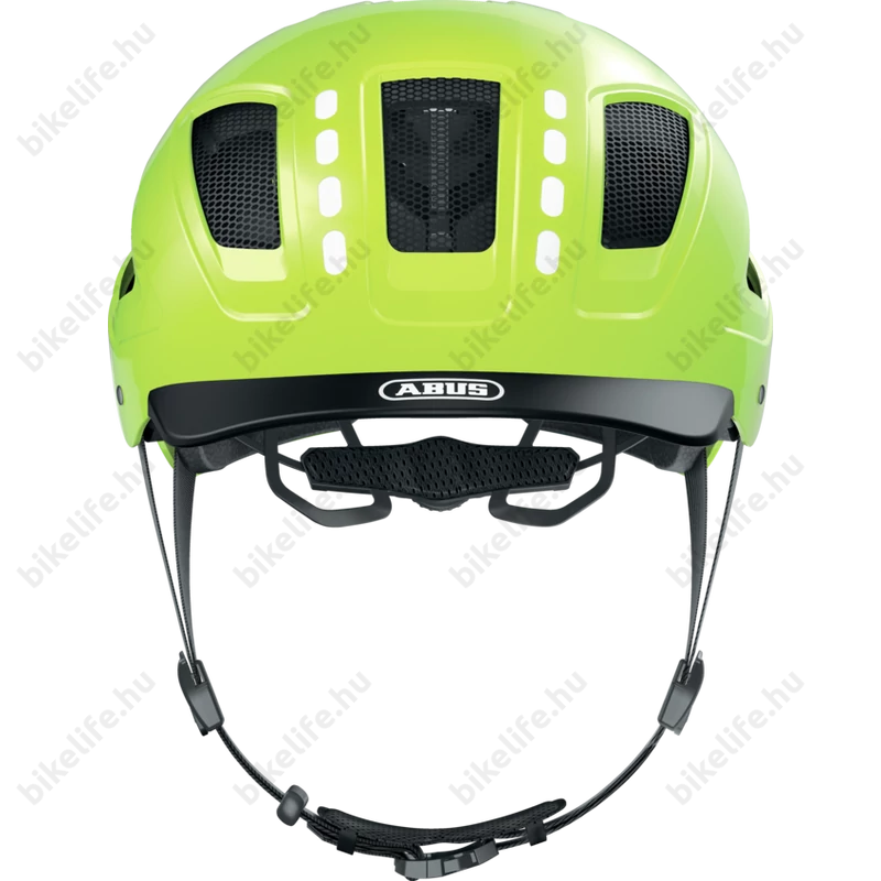 Abus Hyban 2.0 kerékpáros bukósisak LED csíkkal signal yellow M-es 52-58cm