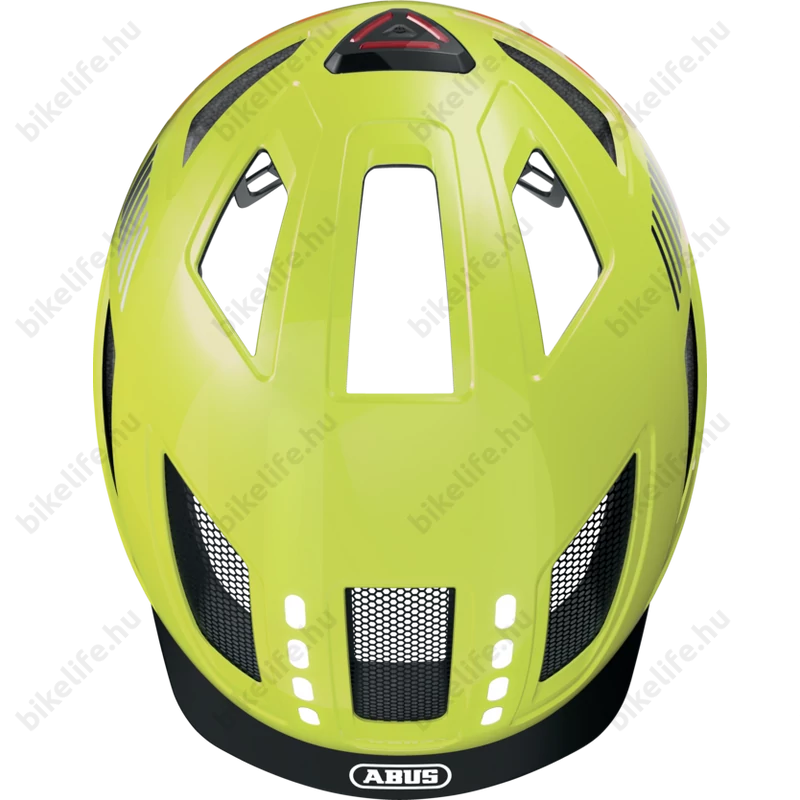 Abus Hyban 2.0 kerékpáros bukósisak LED csíkkal signal yellow M-es 52-58cm