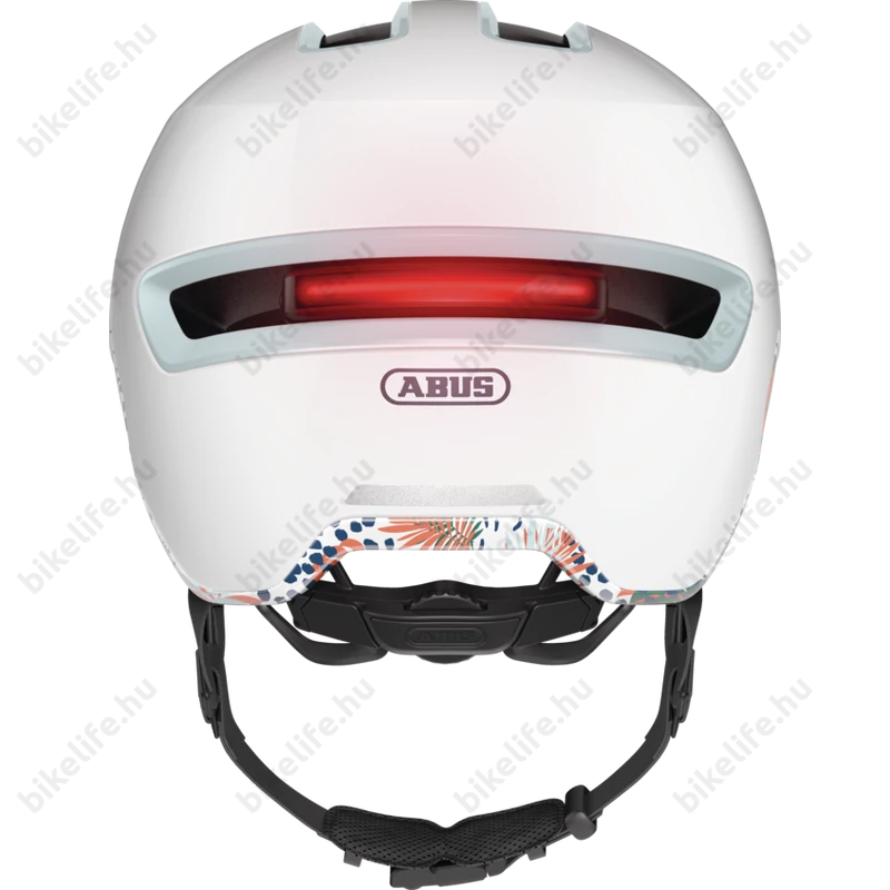 Abus HUD-Y felnőtt városi bukósisak In-Mold, mágneses hátsó lámpa, flower white L (57-61cm)