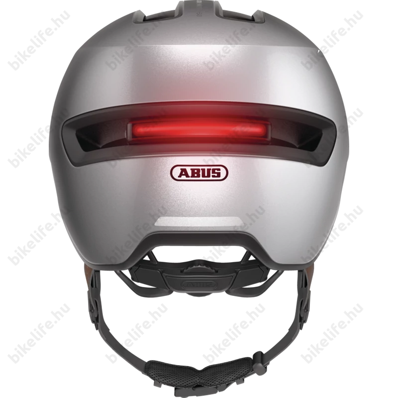 Abus HUD-Y felnőtt városi bukósisak In-Mold, mágneses hátsó lámpa, gleam silver M (54-58cm)