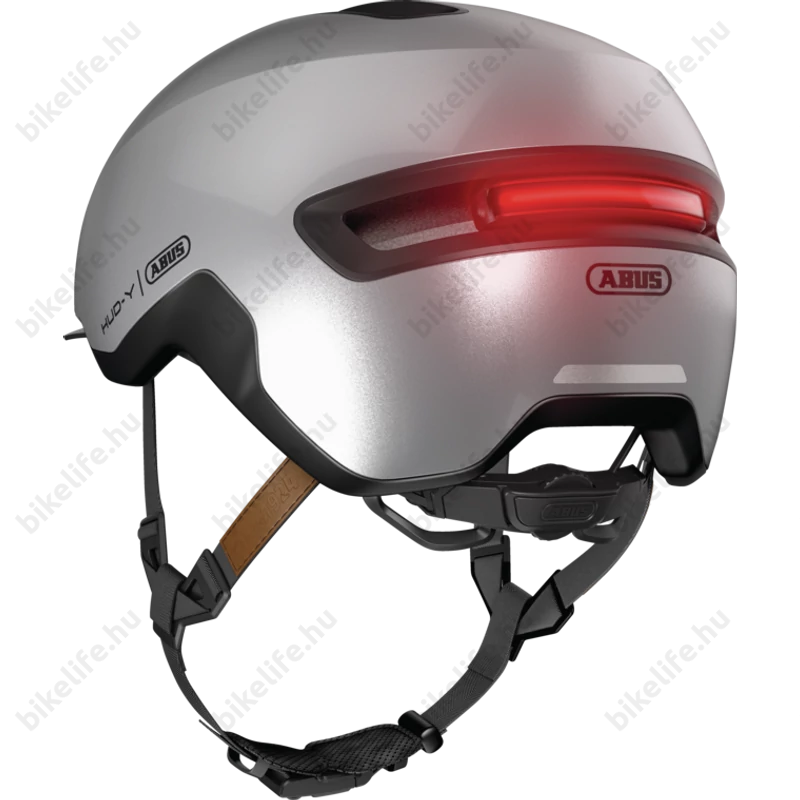Abus HUD-Y felnőtt városi bukósisak In-Mold, mágneses hátsó lámpa, gleam silver L (57-61cm)