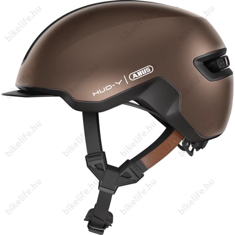 Abus HUD-Y felnőtt városi bukósisak In-Mold, mágneses hátsó lámpa, metallic copper S (51-55cm)
