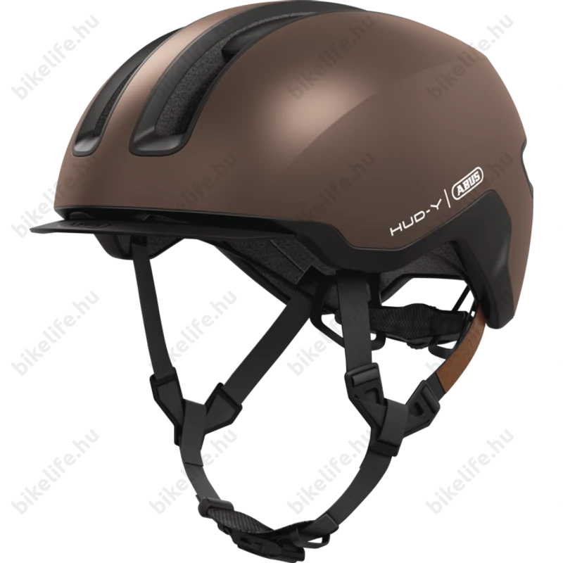Abus HUD-Y felnőtt városi bukósisak In-Mold, mágneses hátsó lámpa, metallic copper S (51-55cm)