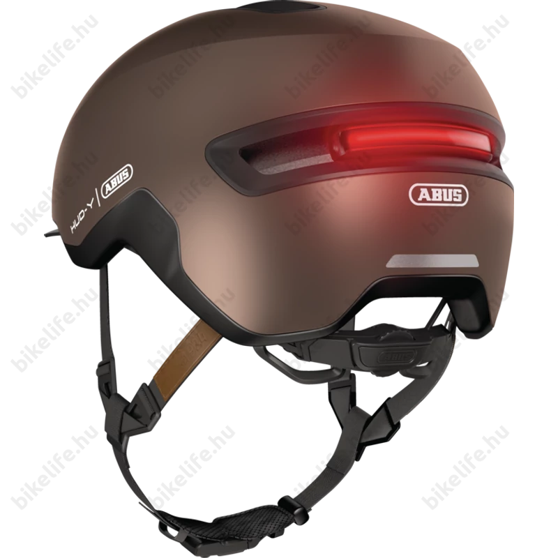 Abus HUD-Y felnőtt városi bukósisak In-Mold, mágneses hátsó lámpa, metallic copper S (51-55cm)
