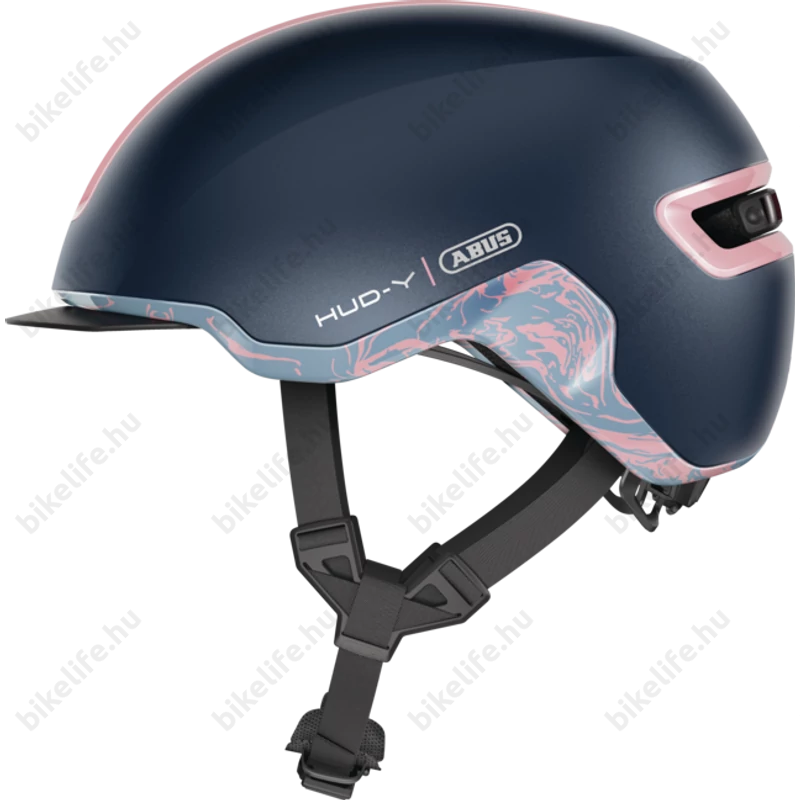 Abus HUD-Y felnőtt városi bukósisak In-Mold, mágneses hátsó lámpa, midnight blue M (54-58cm)
