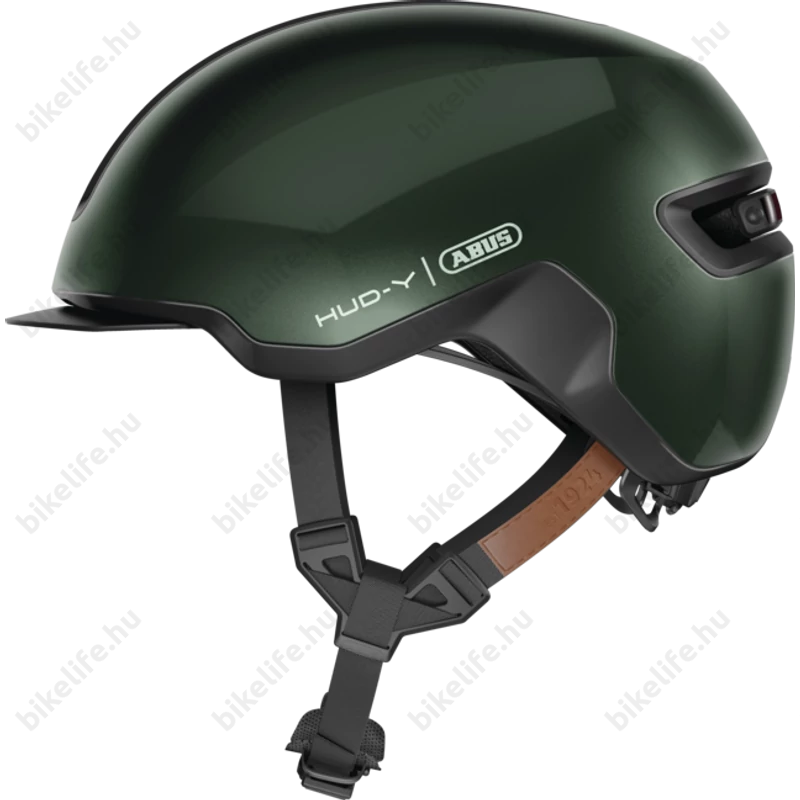 Abus HUD-Y felnőtt városi bukósisak In-Mold, mágneses hátsó lámpa, moss green M (54-58cm)