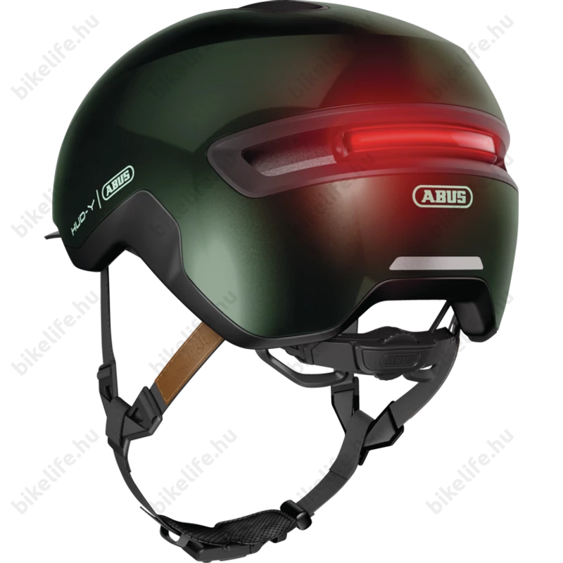 Abus HUD-Y felnőtt városi bukósisak In-Mold, mágneses hátsó lámpa, moss green M (54-58cm)