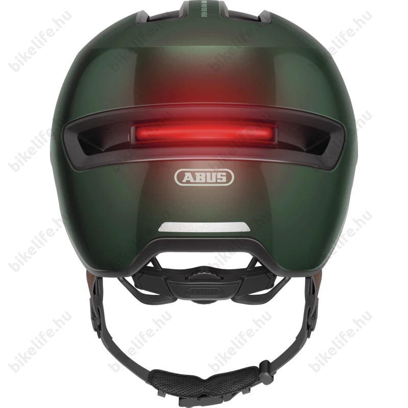 Abus HUD-Y felnőtt városi bukósisak In-Mold, mágneses hátsó lámpa, moss green M (54-58cm)