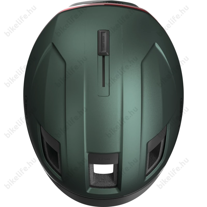 Abus HYP-E kerékpáros bukósisak első és hátsó világítással index jelzővel jungle green S (51-55cm)